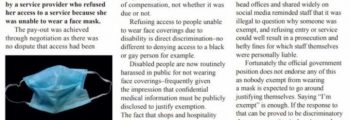 First Mask Discrimination Case Settled for £7000
